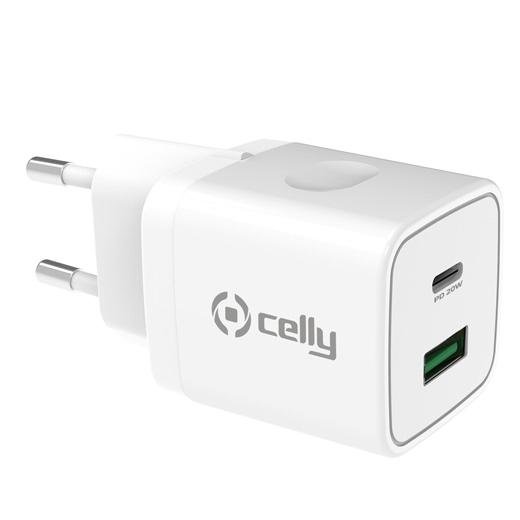 CELLY CARGADOR PARED 1 USB - 1 USB-C 20W BLANCO