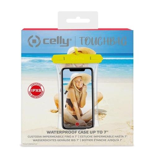 CELLY BOLSA ACUATICA PARA MÓVIL HASTA 7" TRANSPARENTE AMARILLO