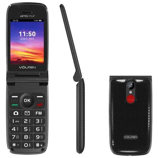 VOLFEN TELEFONO MOVIL ASTRO FLIP TIPO CHONCHA NEGRO