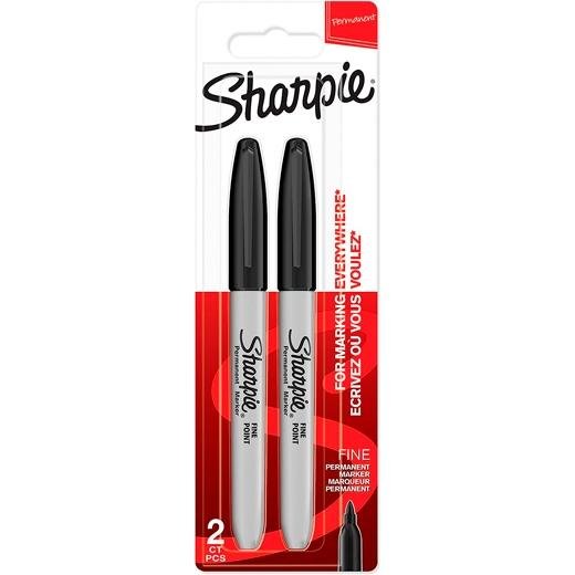 SHARPIE MARCADOR PERMANENTE PUNTA FINA NEGRO BLÍSTER 2 UD