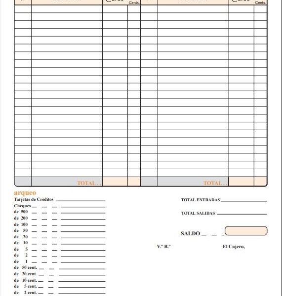 TALONARIO ARQUEO DE CAJA FOLIO SIN COPIA