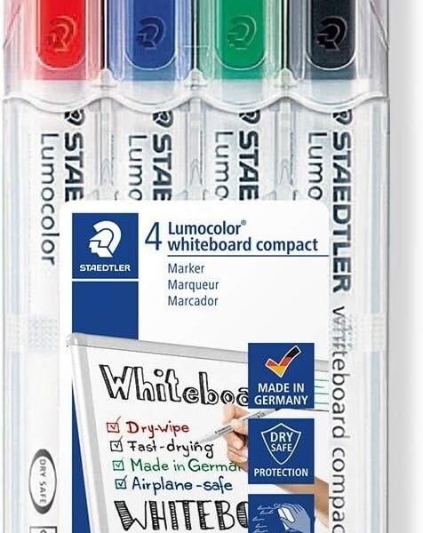 STAEDTLER ROTULADORES PIZARRA BLANCA LUMOCOLOR PUNTA REDONDA C/SURTIDOS ESTUCHE 4 UD