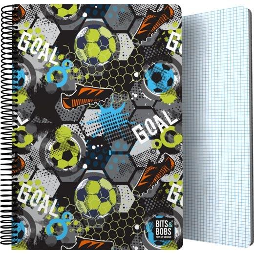 GRAFOPLÁS CUADERNO 80H FOLIO 90GR 4X4MM 5 BANDAS COLOR TAPA PP BITS&BOBS 24 GOAL