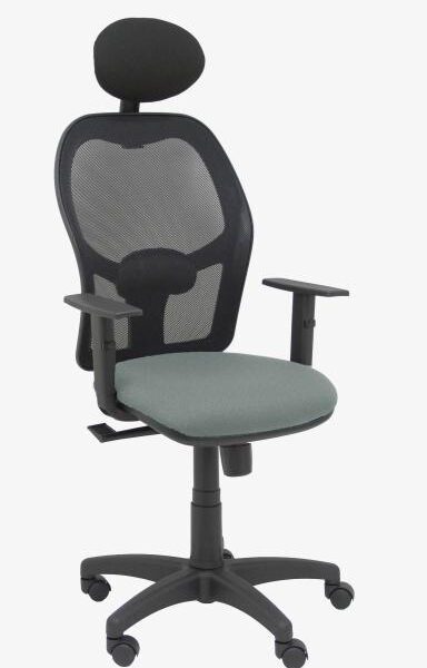 PIQUERAS Y CRESPO SILLA ALOCÉN SINCRO C/CABECERO FIJO B/REGULABLES REFUERZO LUMBAR MALLA NEGRO Y ASIENTO BALI GRIS