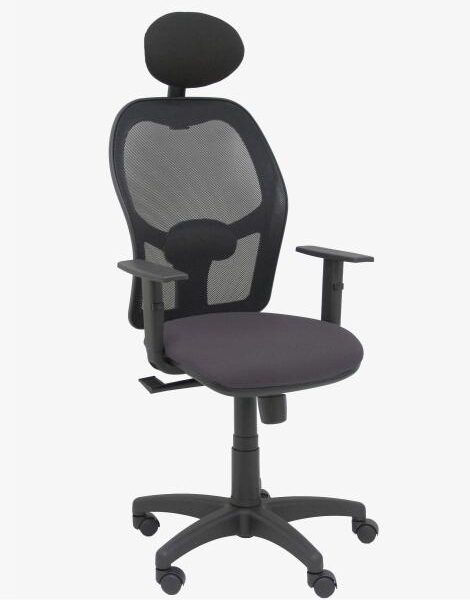 PIQUERAS Y CRESPO SILLA ALOCÉN SINCRO C/CABECERO FIJO B/REGULABLES REFUERZO LUMBAR MALLA NEGRO Y ASIENTO BALI GRIS OSCURO