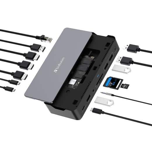 VERBATIM DOCK STATION 15 EN 1 USB-C A 2XHDMI/1XDP/1XRJ45/1XUSB-A 3.1/2XUSB-A 3.0/1XUSB-A 2.0/1XUSB-C 3.1/1XTARJETA SD/1XMICRO SD/1XAUDIO/1XRANURA SSD/1XUSB-C PD/1XUSB-C