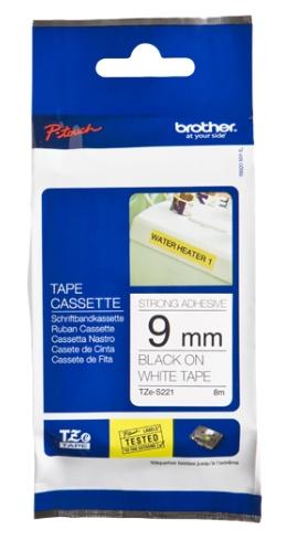 BROTHER CINTA ROTULADORA LAMINADA SUPER ADHESIVA TEXTO NEGRO SOBRE BLANCO - 9MMX8M