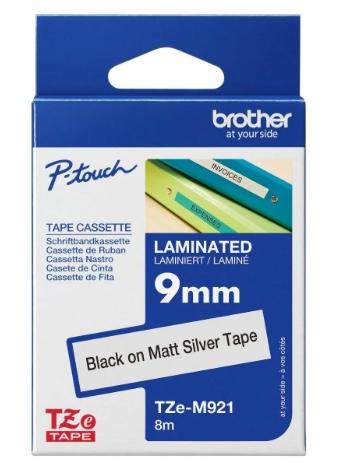 BROTHER CINTA ROTULADORA LAMINADA METALICA TEXTO NEGRO SOBRE PLATA MATE - 9MMX8M