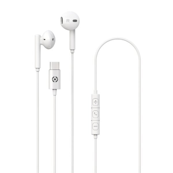 CELLY AURICULAR UNIVERSAL USB-C CON MICROFONO BLANCO