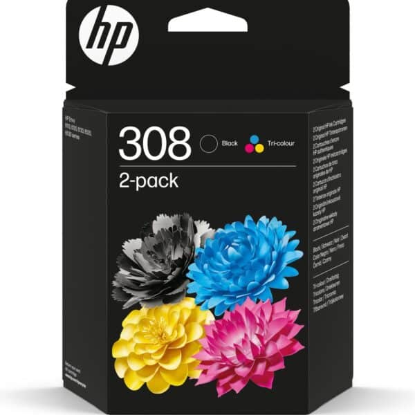 HP TINTA PACK NEGRO + TRICOLOR ENVY SERIES 6110, 6120, 6130, 6520, 6530 - Nº 308