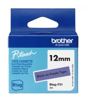 BROTHER CINTA DOMÉSTICA BTAG NEGRO SOBRE MORADO - PTN10, PTN20, PTN25BT - 12MMX4M