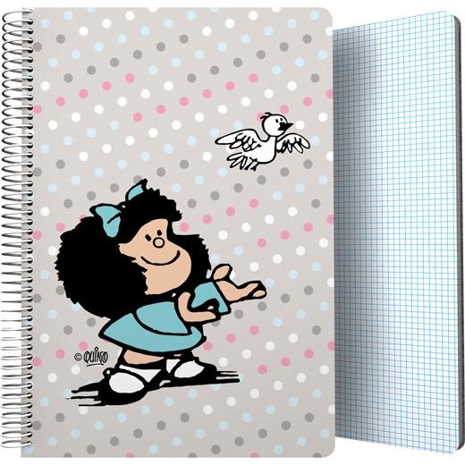 GRAFOPLÁS CUADERNO ESPIRAL FOLIO 80H 4X4MM 90GR TAPA PP MAFALDA BIRD