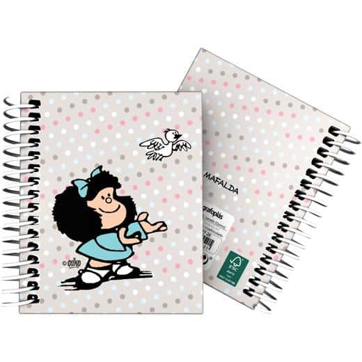 GRAFOPLÁS CUADERNO ESPIRAL A7 100H 5X5MM 70GR 4 BANDAS COLOR TAPA DURA MAFALDA BIRD