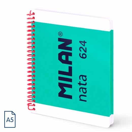 MILAN CUADERNO ESPIRAL A5 80H 95GR 5X5MM TAPA DURA COLECCIÓN NATA® 624 SINCE 1918 VERDE