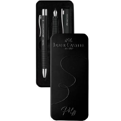 FABER CASTELL SET DE REGALO CON PLUMA Y BOLÍGRAFO POLY XB NEGRO
