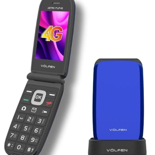 VOLFEN TELEFONO MOVIL ASTRO FLIP 4G PANTALLA XXL TIPO CHONCHA AZUL