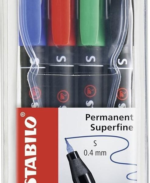 STABILO ROTULADORES PERMANENTES OHPEN UNIVERSAL PUNTA SUPER FINA 0.4MM C/SURTIDOS ESTUCHE 4 UD