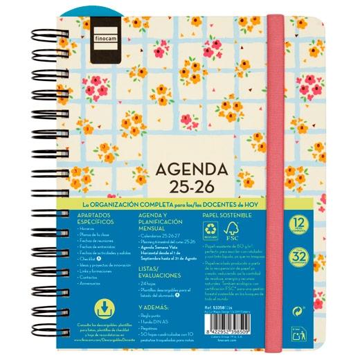 FINOCAM AGENDA DOCENTE MAGISTRAL DESIGN ESPIRAL DOBLE 4º SVH FLOWERS 2025-2026