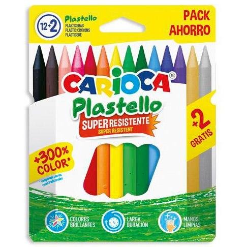CARIOCA PLASTICERAS RESISTENTES PLASTELLO C/SURTIDOS ESTUCHE 12+2 UD GRATIS