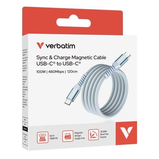 VERBATIM CABLE MAGNETICO TIPO USB-C/M - USB-C/M AZUL 1,20 M