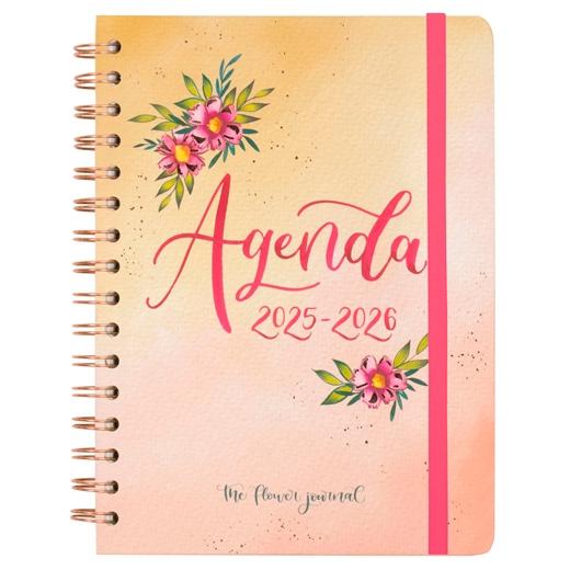 FINOCAM AGENDA THE FLOWER JOURNAL ESPIRAL DOBLE E10 - 155X212MM SVH TAPA DURA ROSA 2025-2026
