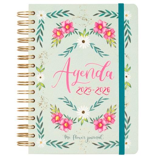 FINOCAM AGENDA THE FLOWER JOURNAL ESPIRAL DOBLE E10 - 155X212MM 1DP TAPA DURA VERDE 2025-2026