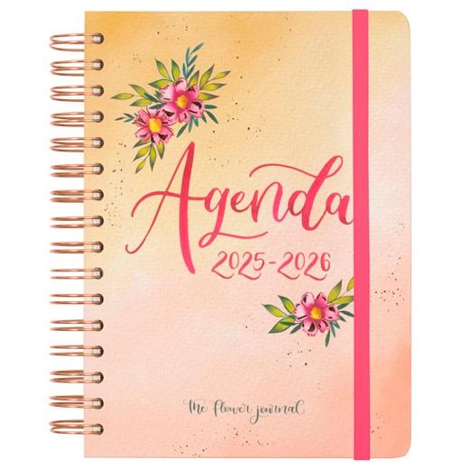 FINOCAM AGENDA THE FLOWER JOURNAL ESPIRAL DOBLE E10 - 155X212MM 1DP TAPA DURA ROSA 2025-2026