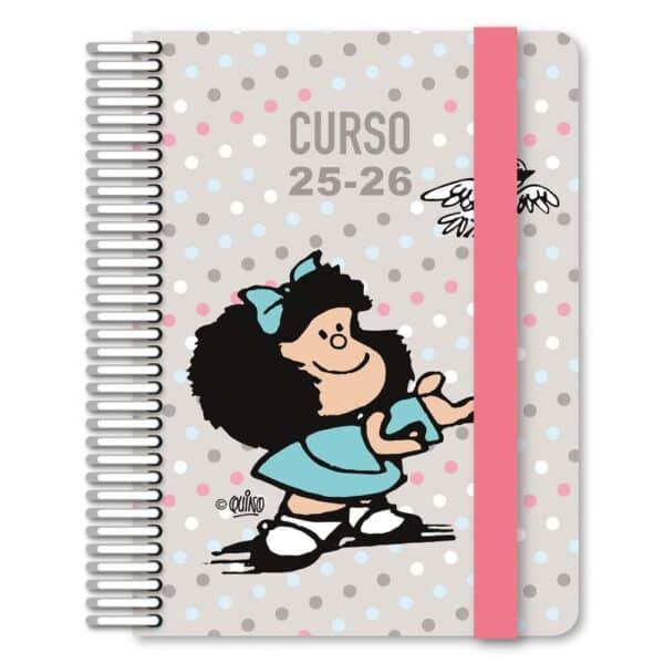 GRAFOPLÁS AGENDAS ESCOLARES A6 DP Y A5 2DP ESPIRAL TAPA FORRADA SOFT SURTIDO MAFALDA EXPOSITOR 12 UD