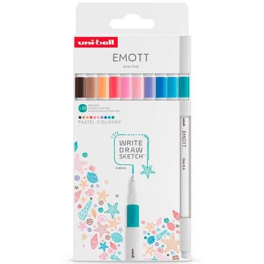 UNIBALL EMOTT ROTULADORES DE ESCRITURA Y DIBUJO COLORES PASTEL ESTUCHE 10 UD