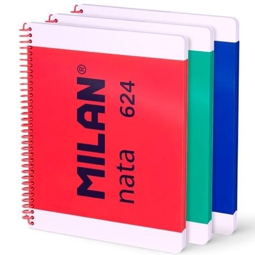 MILAN CUADERNO ESPIRAL A4 80H 95GR LISO TAPA DURA COLECCIÓN NATA® 624 SINCE 1918 SURTIDO PACK 3 UD