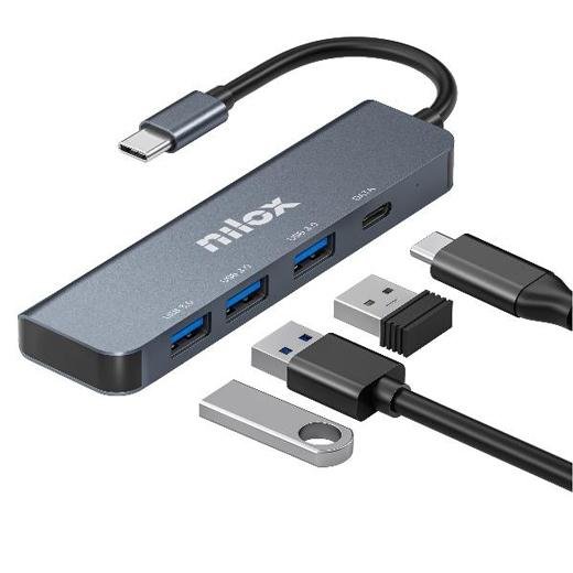 NILOX HUB 4 PUERTOS USB-C A 3XUSB 3.0 X 1XUSBC