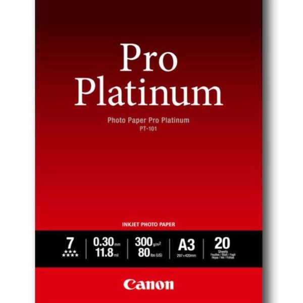 CANON PAPEL FOTOGRAFICO PT-101 A3 PRO PLATINUM 300GR. (20 HOJAS)