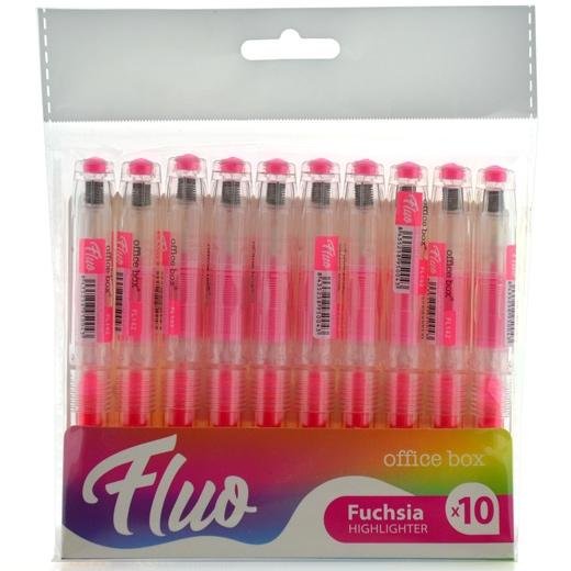 OFFICE BOX MARCADOR FLUORESCENTE FLUO RECARGABLE ROSA PACK 10 UD