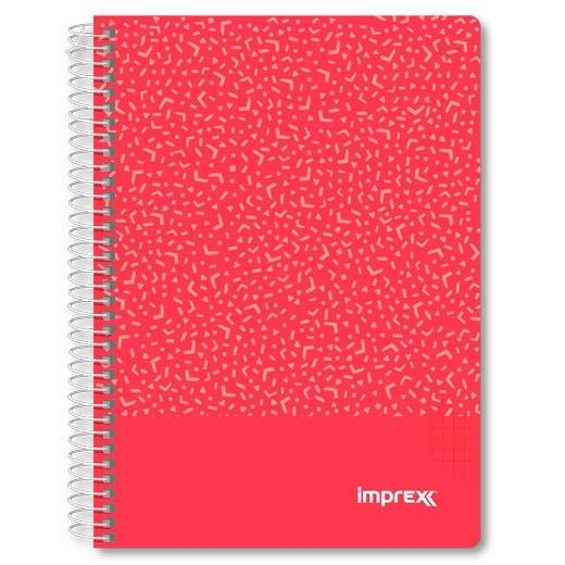 IMPREX CUADERNO ESPIRAL TAPA PP A5 80H 90GR 4X4 ROJO