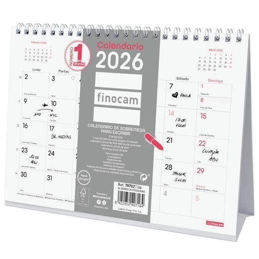 FINOCAM CALENDARIO DE SOBREMESA PARA ESCRIBIR S-210X150MM MV CHIC BLANCO 2026