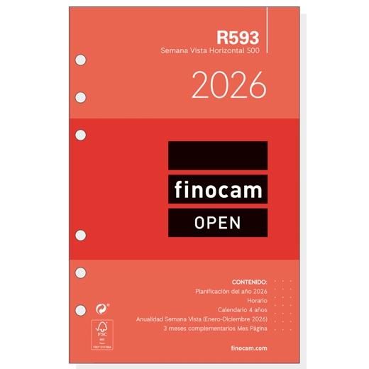 FINOCAM RECAMBIO ANUAL AGENDA DE ANILLAS OPEN R593 500-117X181MM SVH 2026