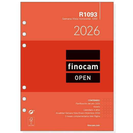 FINOCAM RECAMBIO ANUAL AGENDA DE ANILLAS OPEN R1093 1000-155X215MM SVH 2026